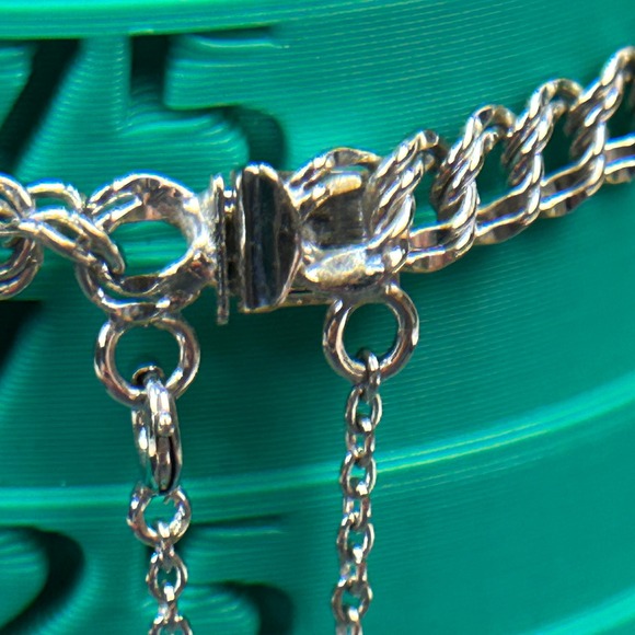 Vintage Elco Sterling Silver Double Link Charm Bracelet 6.75 Inch Box Clasp 5mm